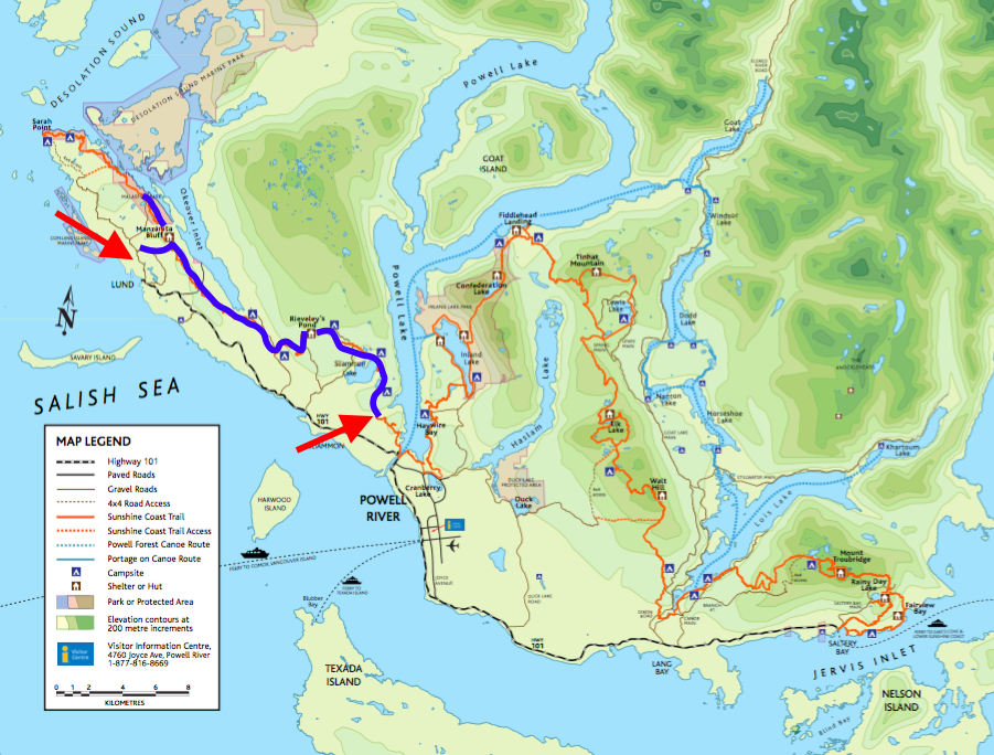 Sunshine Coast Trail map