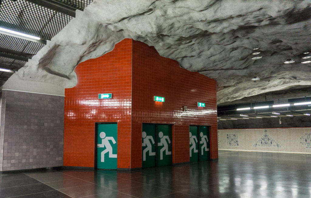 Art at Universitetet Station on the Stockholm subway. Find out how to visit this station and 11 others on a self-guided tour of Stockholm subway art.