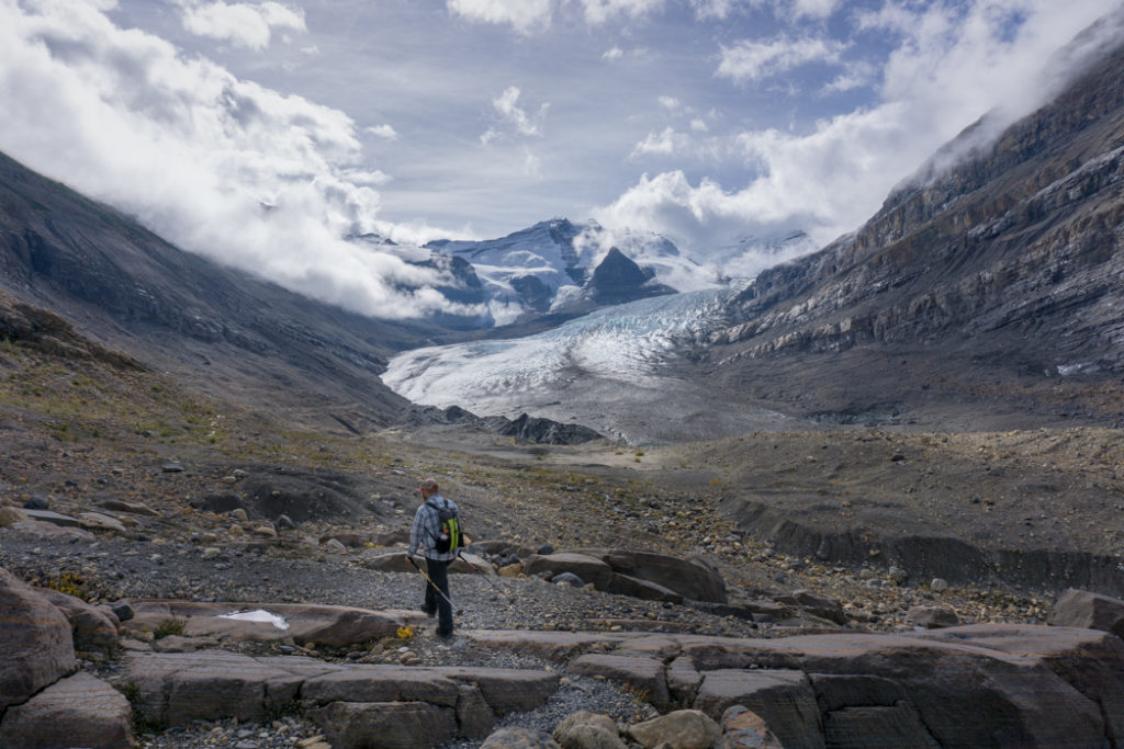 Hiking near the Robson Glacier at Berg Lake. The Ultimate Guide to Hiking the Berg Lake Trail in Mount Robson Provincial Park in the Canadian Rockies