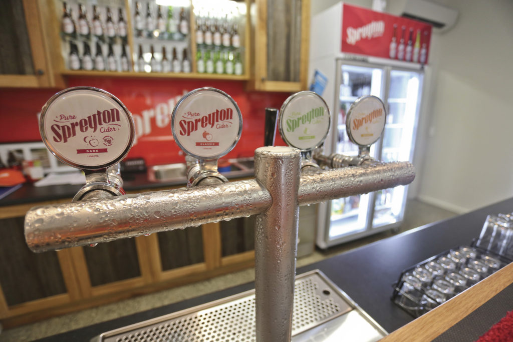 Taps at Spreyton Cider in Devonport, Tasmania.