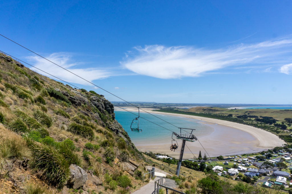 The chairlift to the top of the Nut in the town of Stanley, Tasmania.