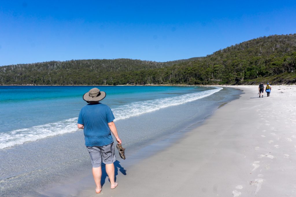 The beach at Fortescue Bay in Tasman National Park 