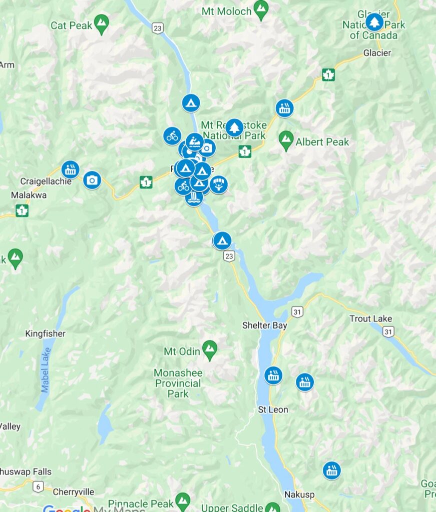 Things to do in Revelstoke Google Map