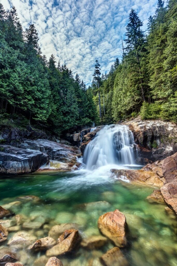 Lower Falls in Golden Ears Provincial Park - one of the best winter hikes with no snow near Vancouver