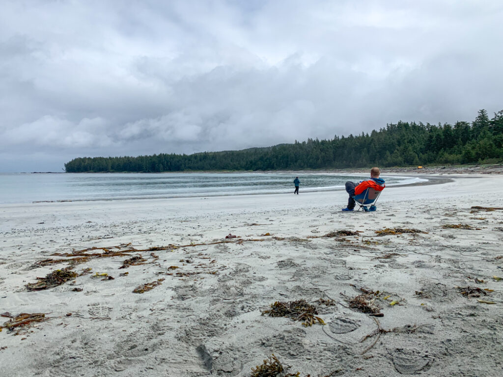 Hiker relaxing at Nissen Bight