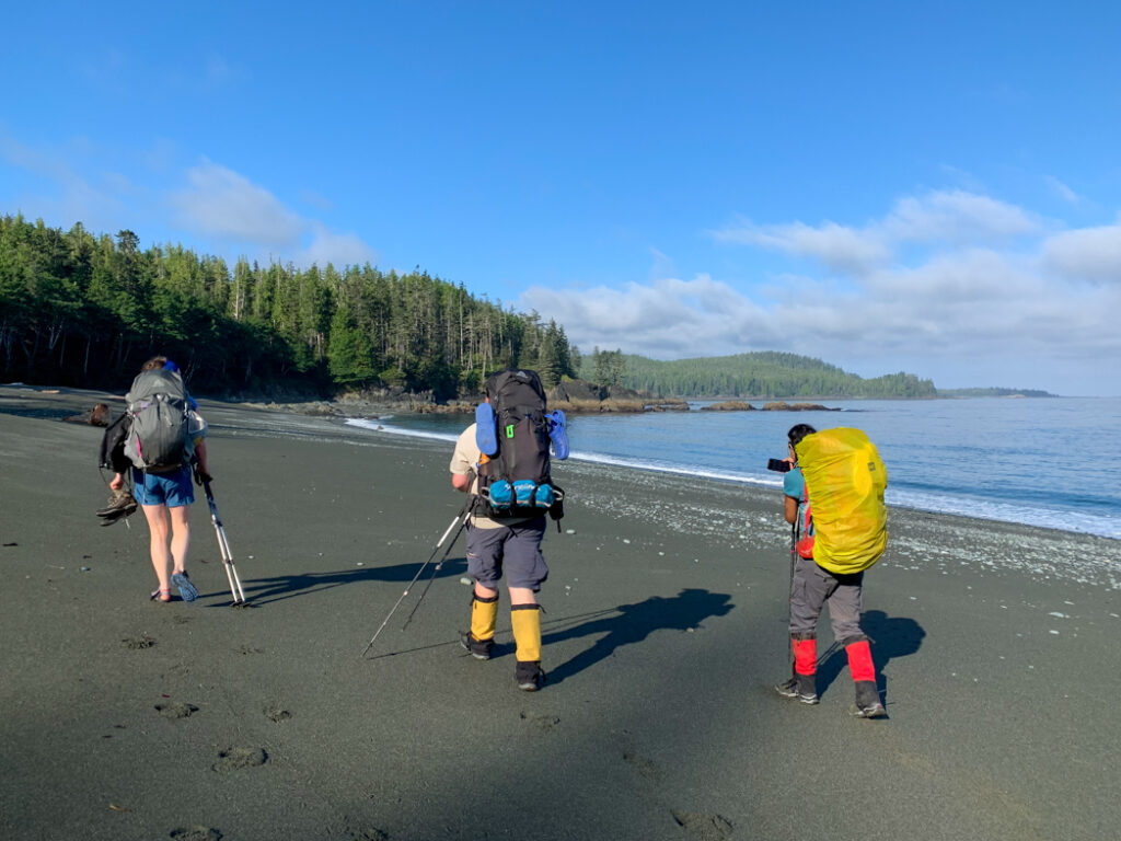 Beach hiking on the North Coast Trail - one of the best spring backpacking trips in British Columbia