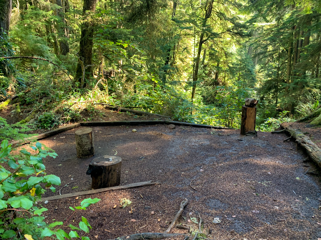 A tent pad at Payzant Creek Camp