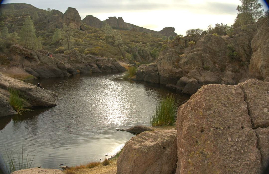 Bear Gulch Reservoir on the Bear Gulch Cave Trail in Pinnacles National Park.
