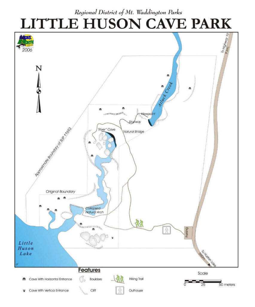 Map of Little Huson Caves from the Regional District of Mount Waddington