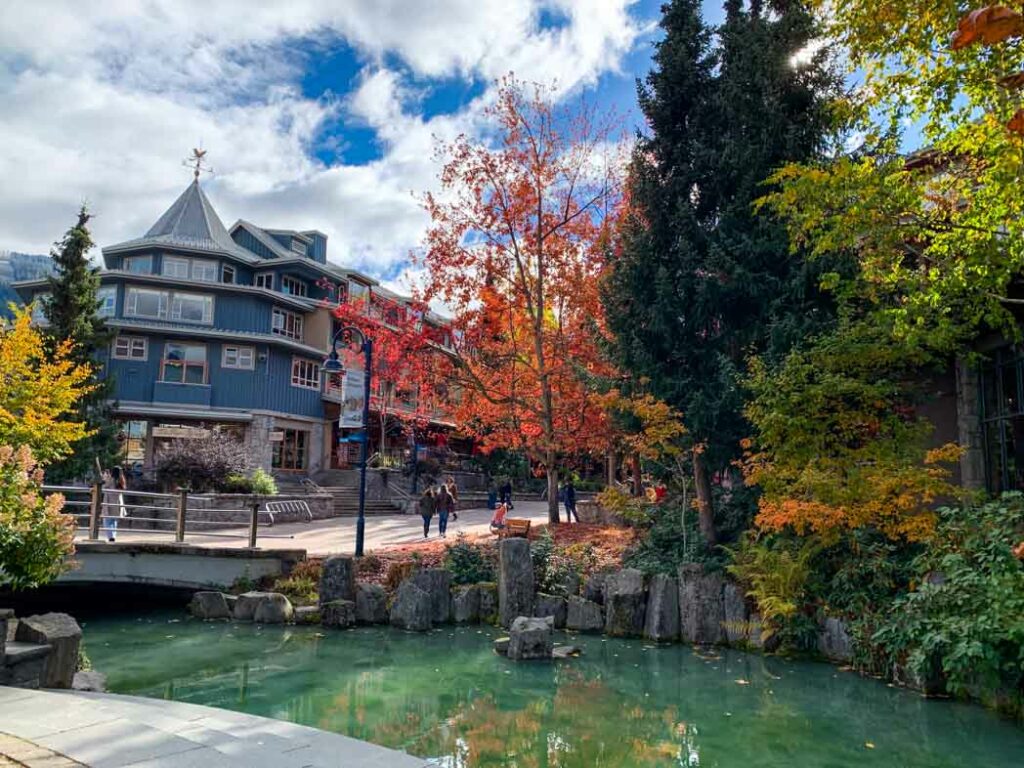 Whistler Village with fall colours. 