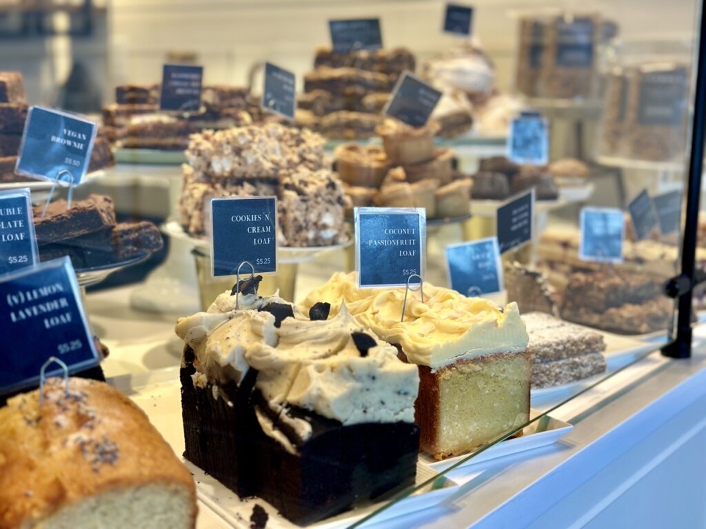 The bakery case at purebread in Whistler