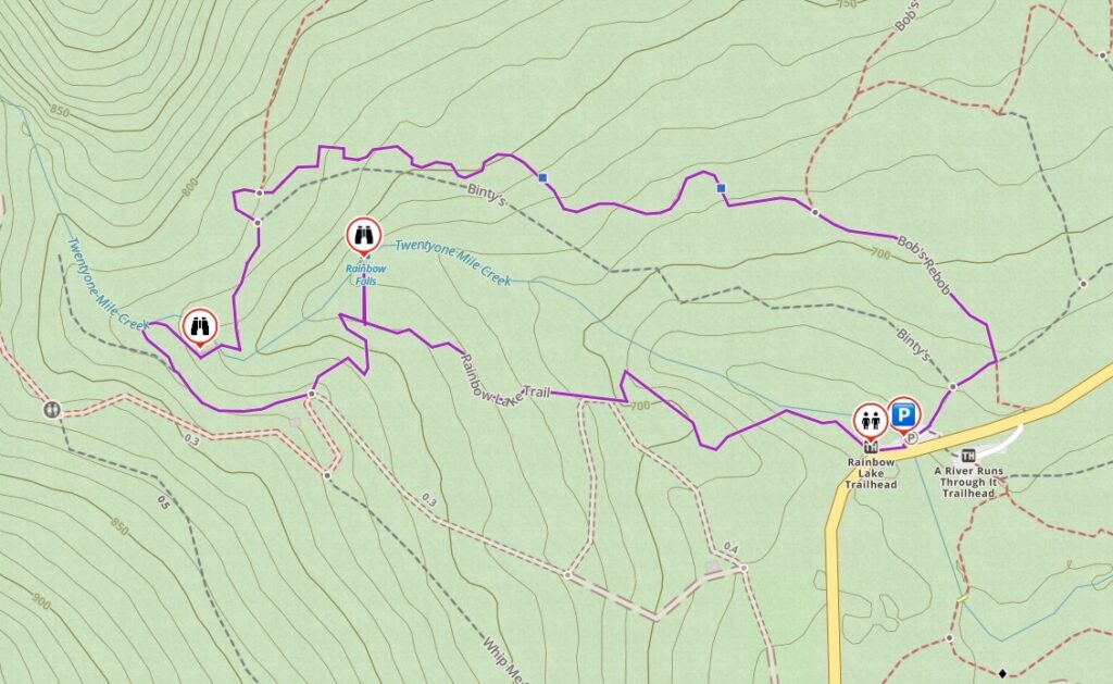 Trail map of the Rainbow Loop Trail in Whistler