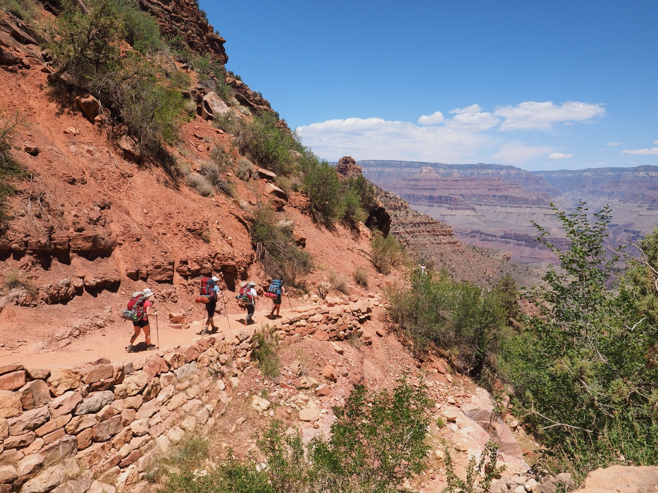 Hikers on the Bright Angel Trail in the Grand Canyon