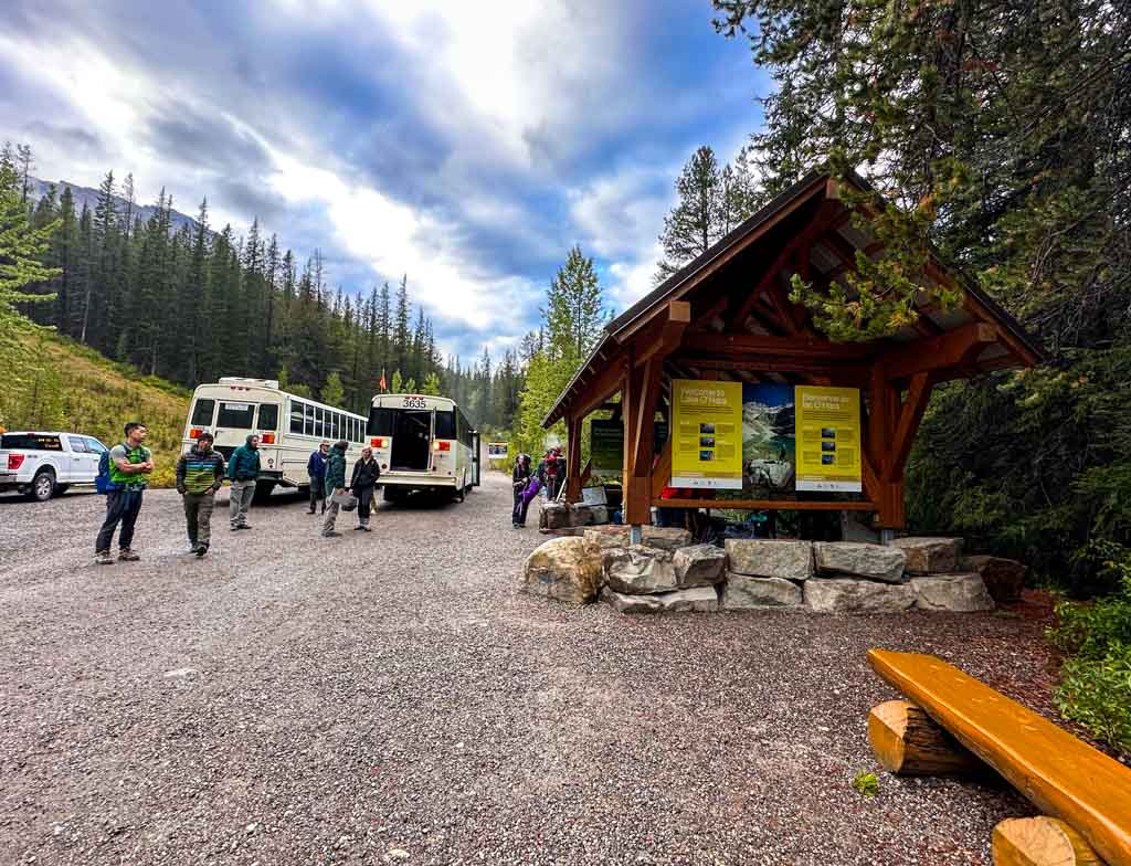 The Lake O'Hara shuttle bus stop.