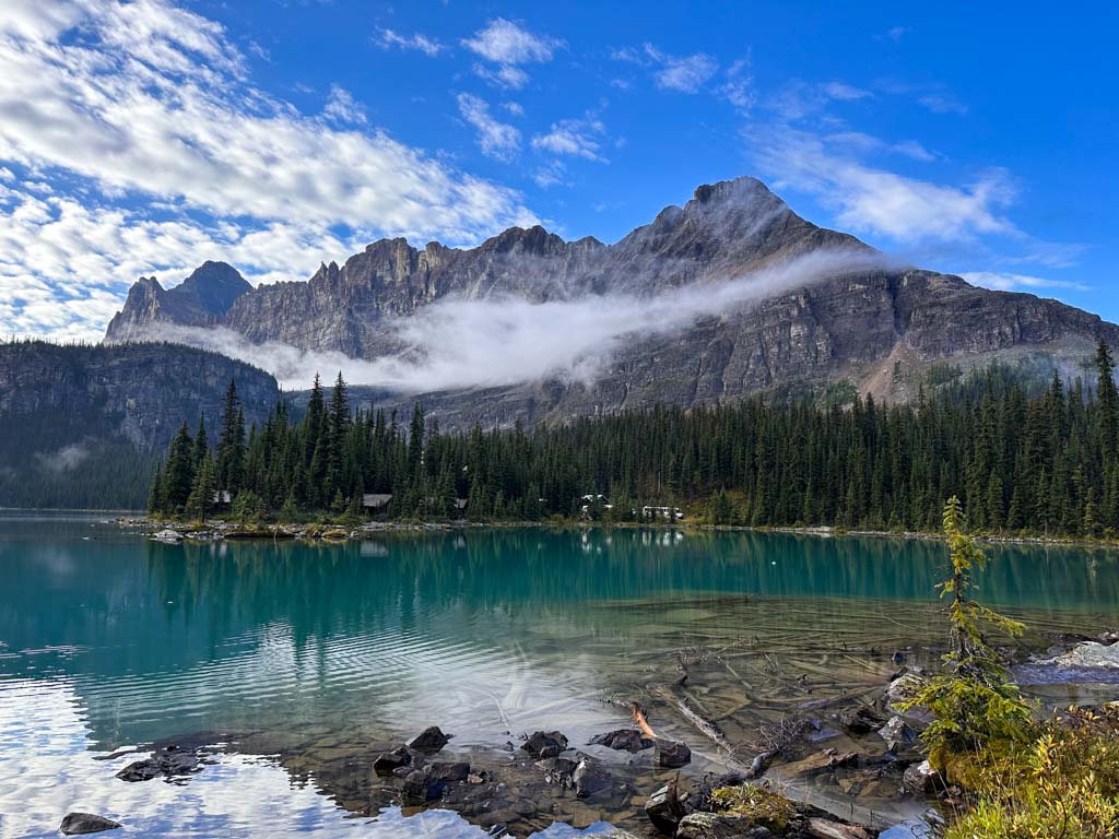 Looking across Lake O'Hara to the Lake O'Hara Lodge