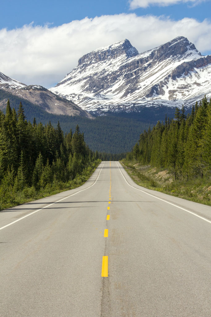 Driving the Icefields Parkway near Banff.