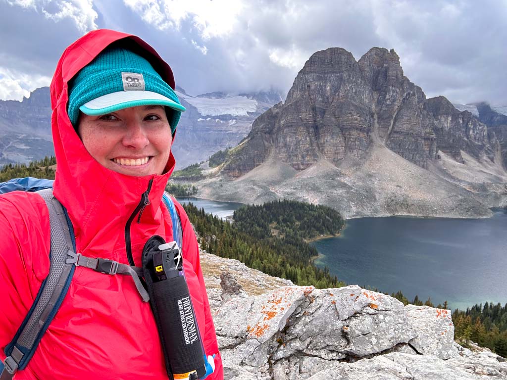 A hiker takes a selfie in Assinboine Park