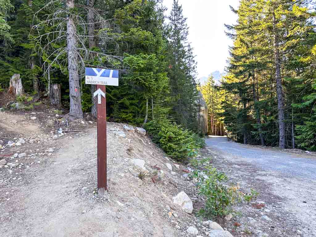 Trailhead for Al's Habrich Trail at the Sea to Sky Gondola
