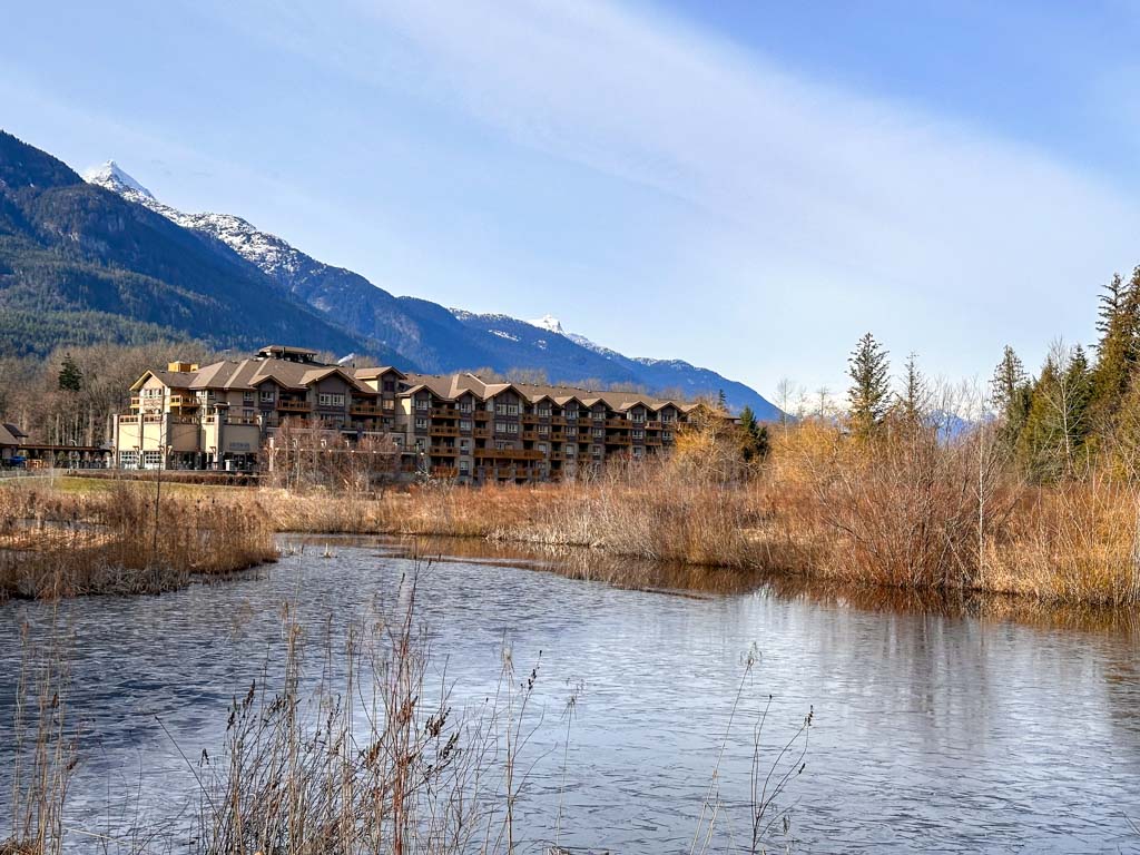View of the Executive Suites Hotel from the pond