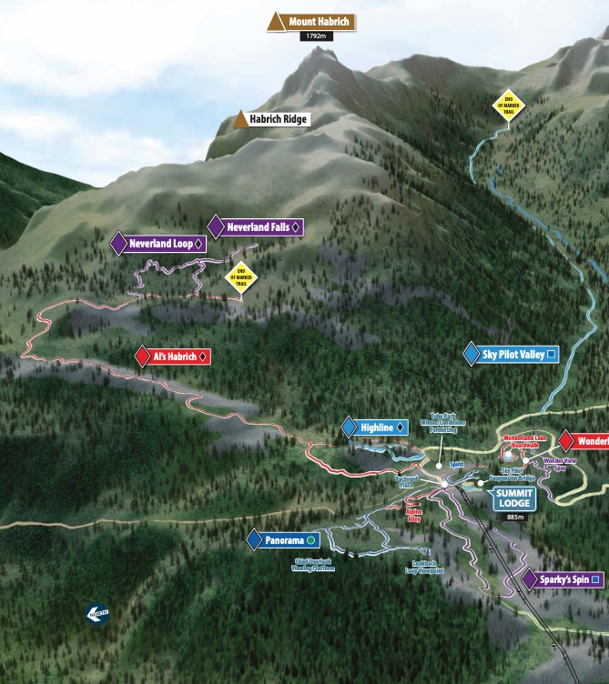 Sea to Sky Gondola trails map showing the Al's Habrich Ridge Trail