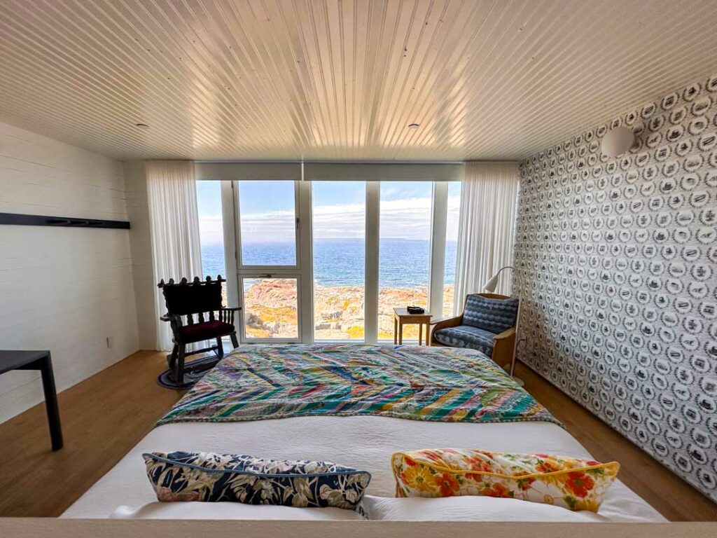The inside of a hotel room at the Fogo Island Inn.
