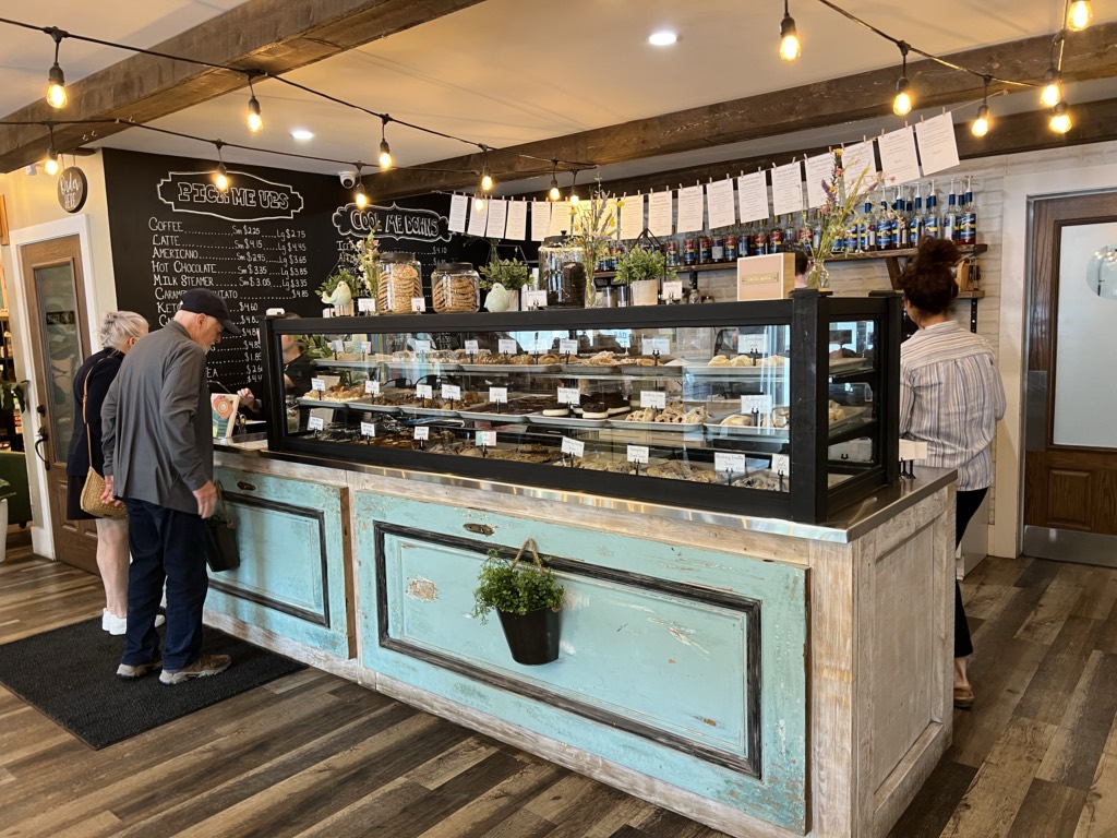 The bakery case at Sugar and Dice in Corner Brook
