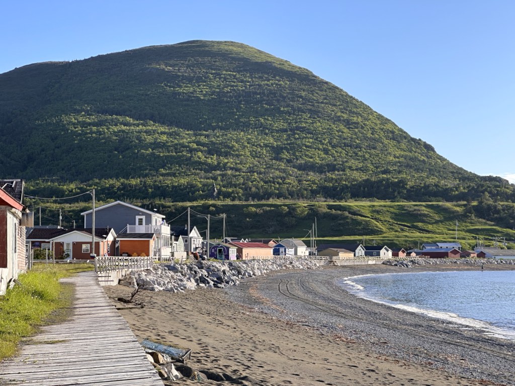 The beach and boardwalk in Trout River, Newfoundland