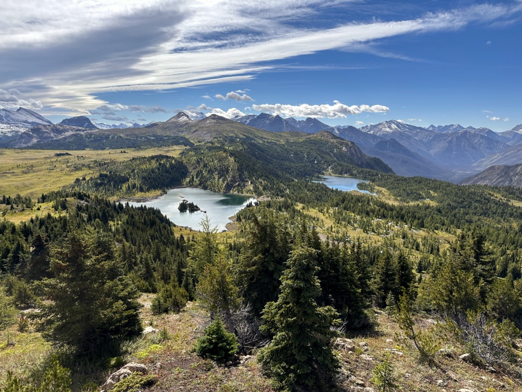 View of Grizzly and Laryx Lakes from the Standish Viewing Deck