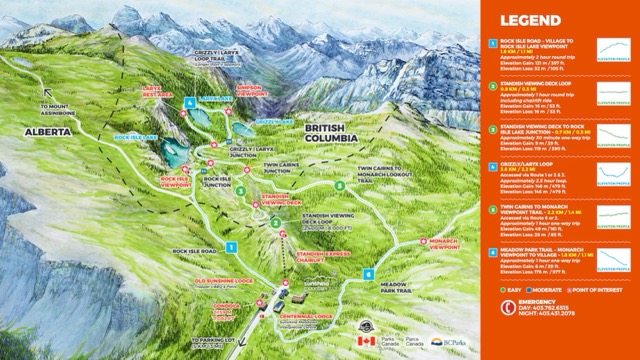 Official Sunshine Meadows hiking map
