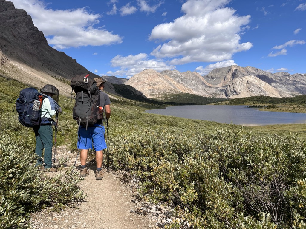 Hikers on the trail near Baker Lake in Banff National Park