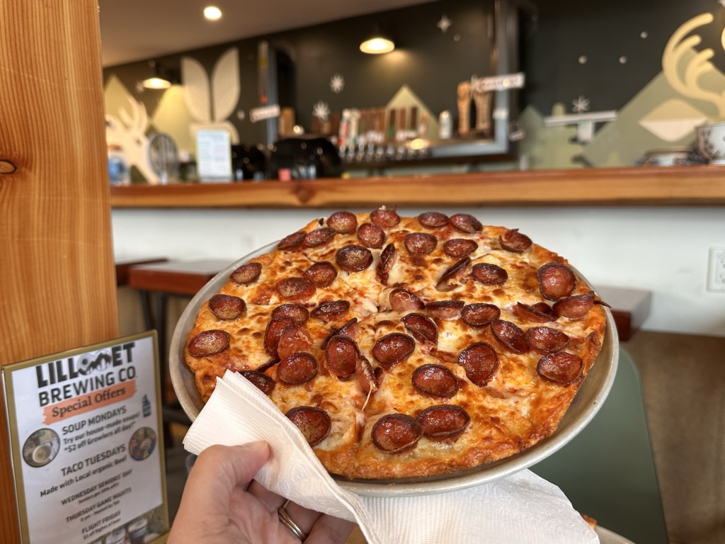 A pepperoni pizza at Lillooet Brewing