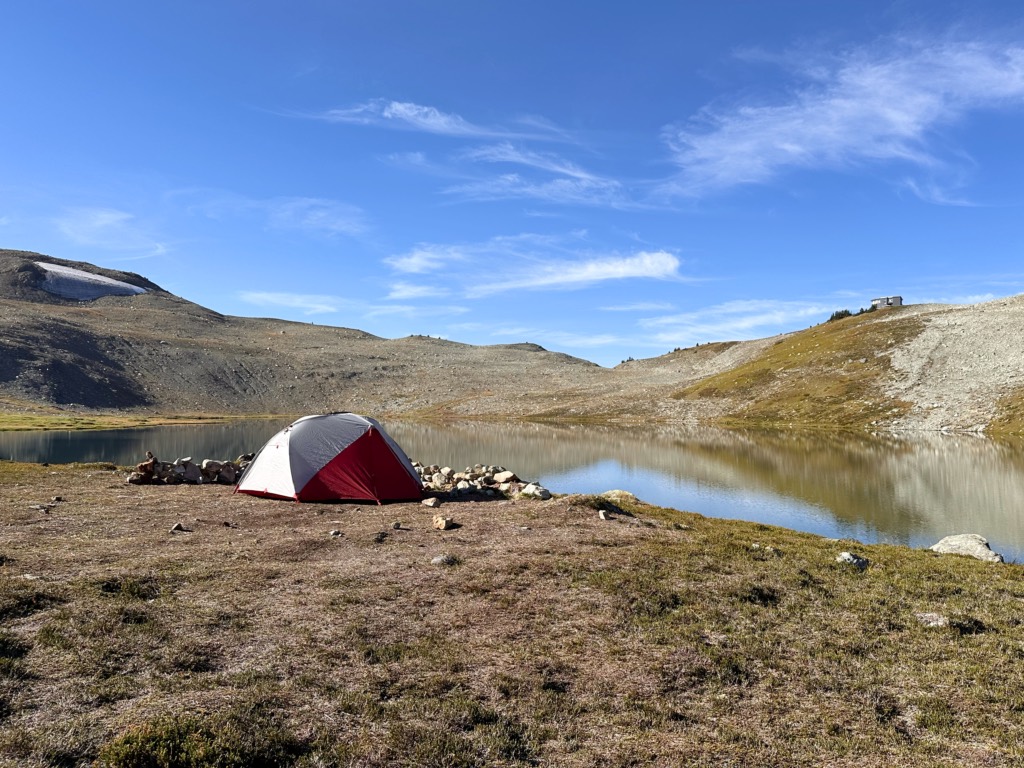A tent at the Russet Lake campground