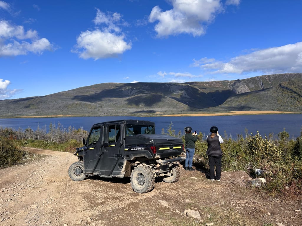 A side-by-side ATV in the Rocky Harbour Hills, Newfoundland