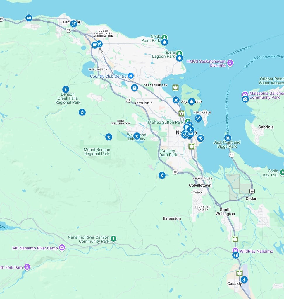 Custom Google Map of the best things to do in Nanaimo