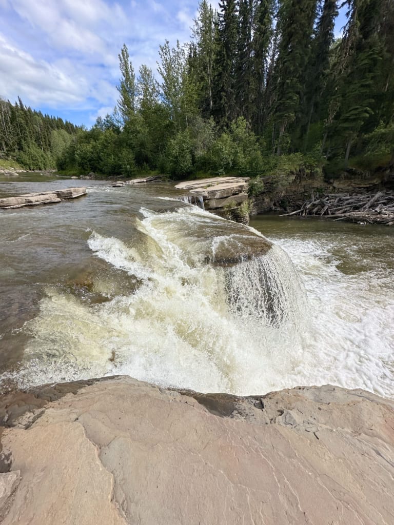 The top of Flatbed Falls in Tumbler Ridge