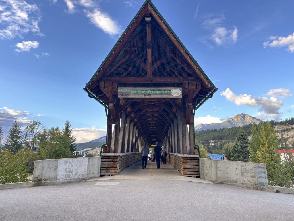 Kicking Horse Pedestrian Bridge in downtown Golden.