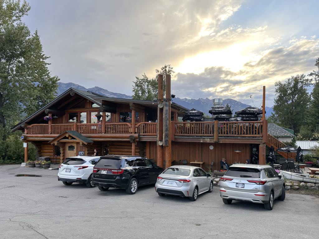 The exterior of The Island Restaurant in Golden, BC