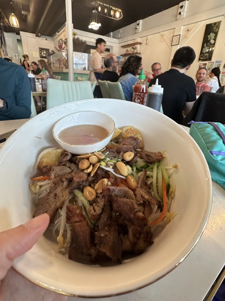Pork vermicelli bowl at Ivy's Family Kitchen in Prince George