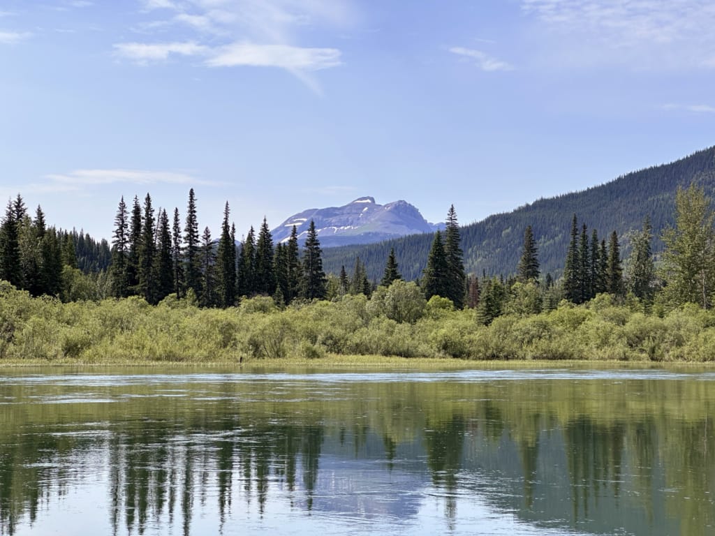 View of the Rocky Mountains from near Kinuseo Falls